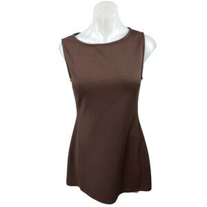 White Fox Women's Brown Sleeveless Zip Cami Camisole Mini A-Line Tank Dress Sz M